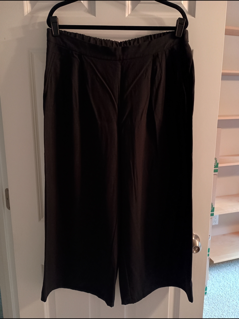 Eileen Fisher Black Wide-Leg Pull-On Pants